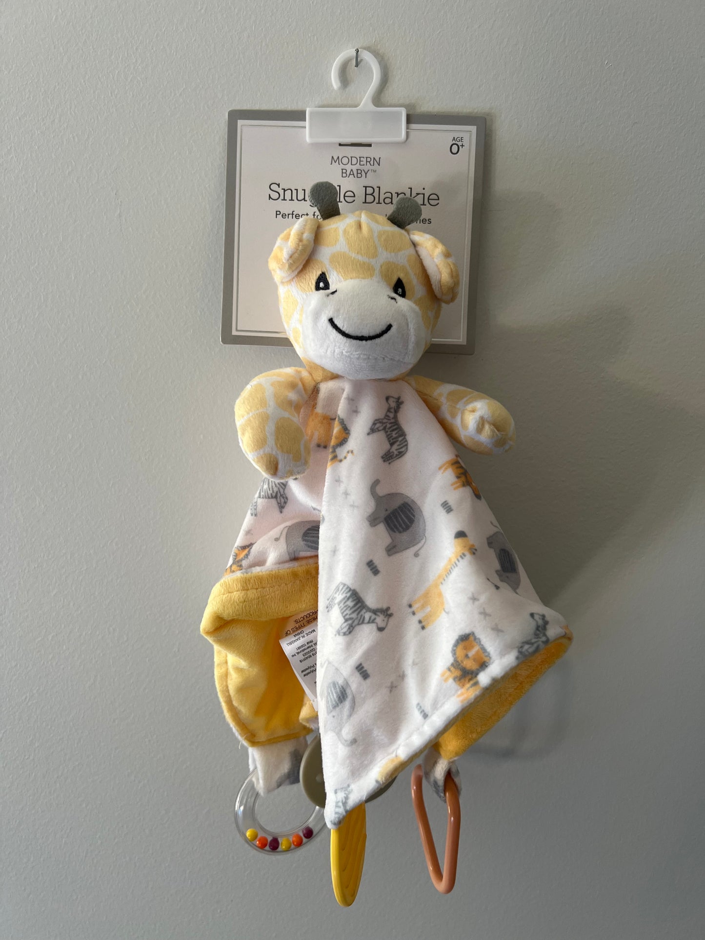 Modern Baby Snuggle Blankie Giraffe Lovey Teether Rattle